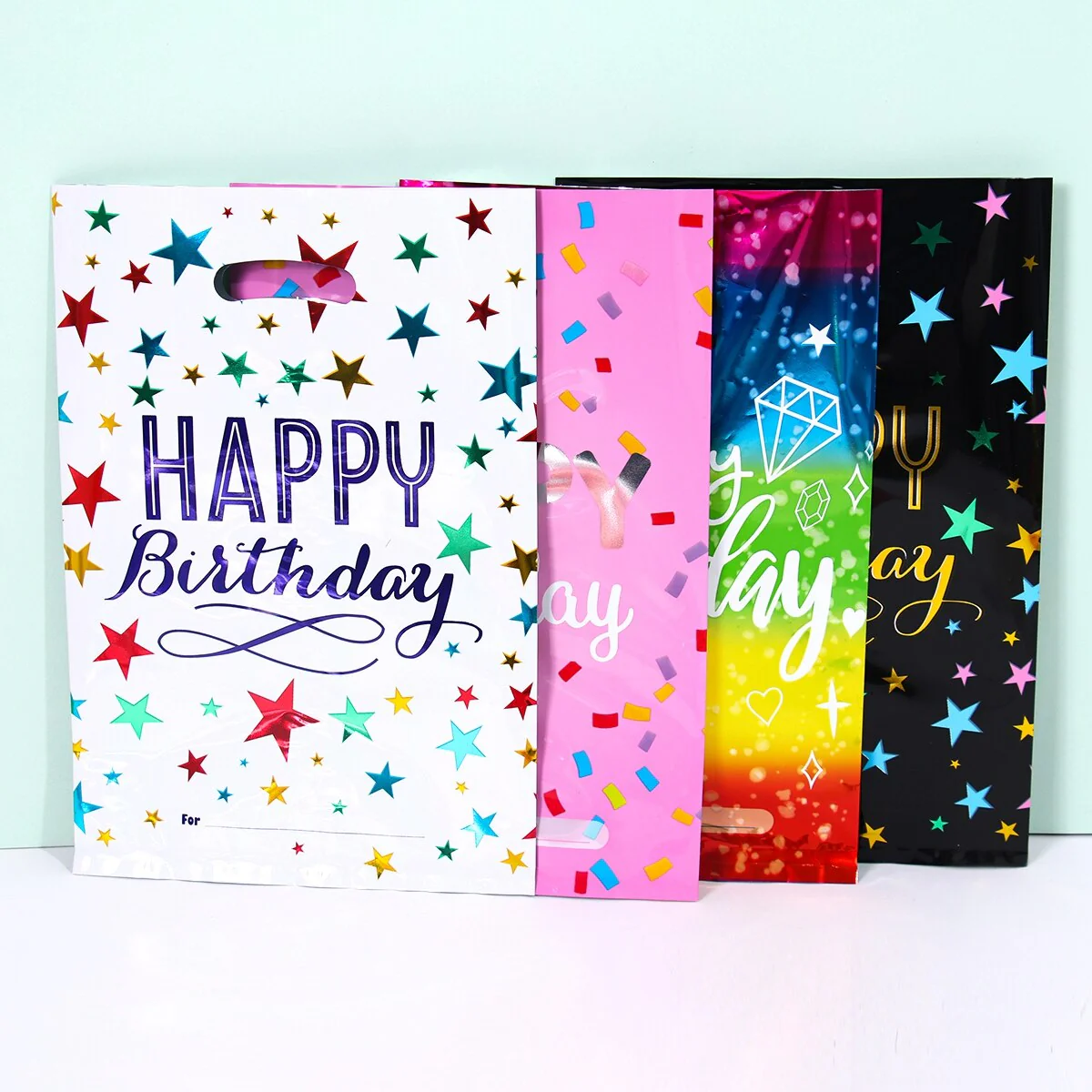Happy Birthday Aluminum Foil Gift Bags – Pack of 10 Party Favor Bags
