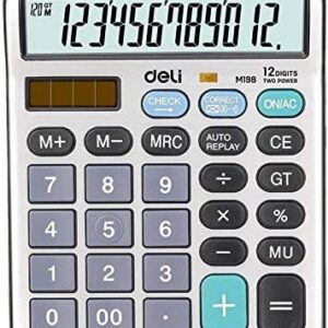 Deli EM19810 12-Digit Metal Calculator – Heavy Duty Office & Accounting Calculator