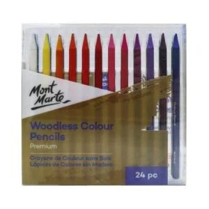 Mont Marte 24pc Woodless Colour Pencil Set – Rich Pigment & Smooth Blending