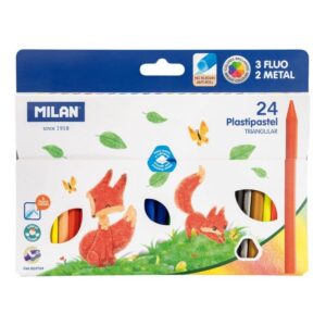 Milan Plasti Pastel Triangular Pencil Crayons Set – Soft Grip Coloring Pencils for Kids