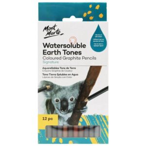 Mont Marte Watersoluble Earth Tone Coloured Graphite Pencils – Signature 12pc Set