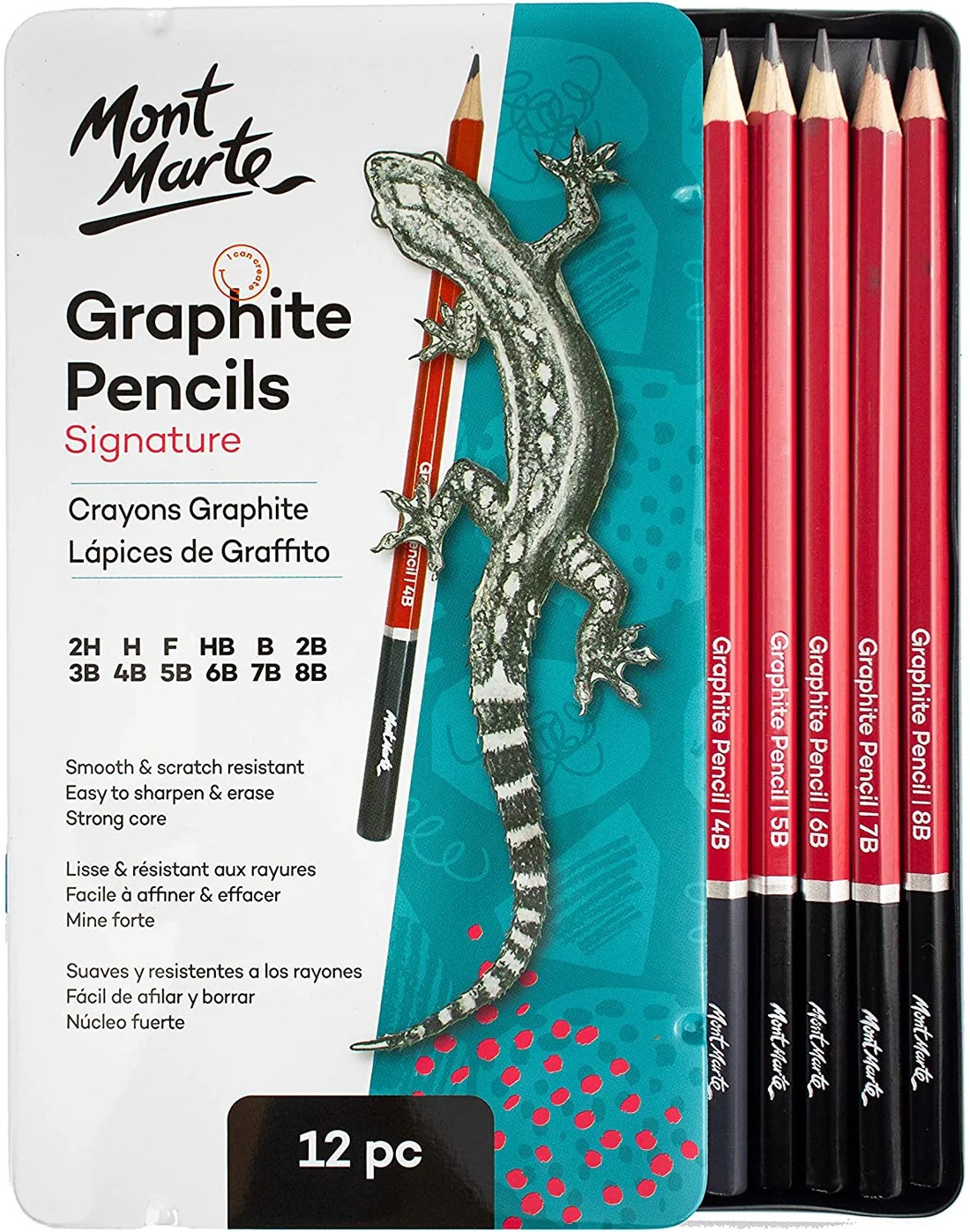 Mont Marte 12-Piece Graphite Pencil Set – Professional Drawing Pencils