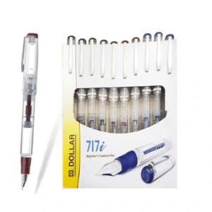 Shop Dollar 717i Transparent Fountain Pen Pack of 10 online in Pakistan. Features a transparent body, fine iridium nib, smooth ink flow, and large ink reservoir for comfortable everyday writing.