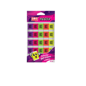Multicolour ORO Neeto Eraser 25 Pcs – Soft Pencil Erasers for Kids & School