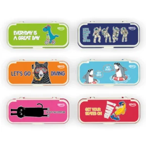 Kidco Wonder Pencil Box K1900, Dual Side Open, Fun Prints